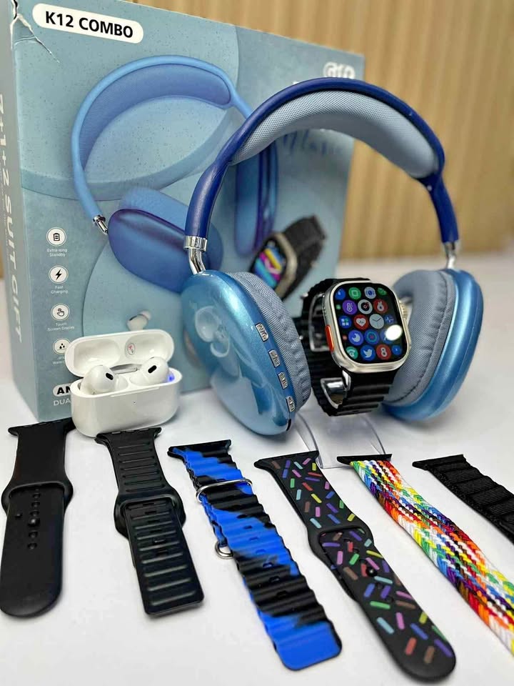 Combo K12 (Smartwatch + Diadema +Earbuds + 7 correas)
