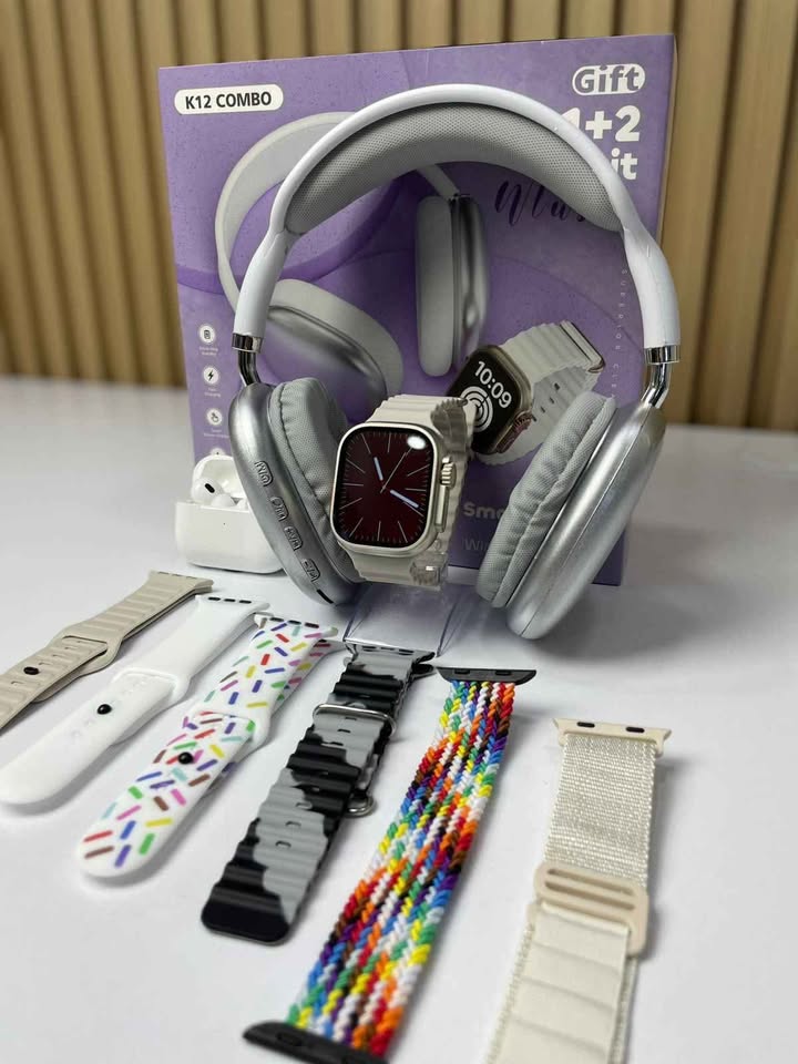 Combo K12 (Smartwatch + Diadema +Earbuds + 7 correas)