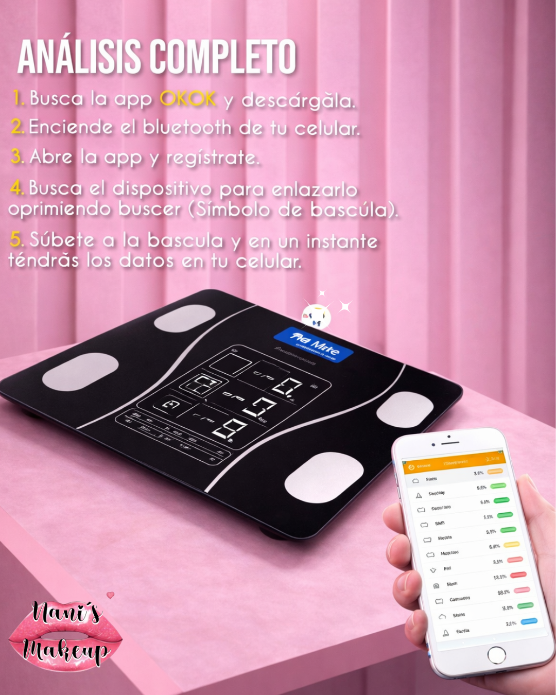 Báscula Inteligente Pesa Digital Bluetooth App Vidrio OF401