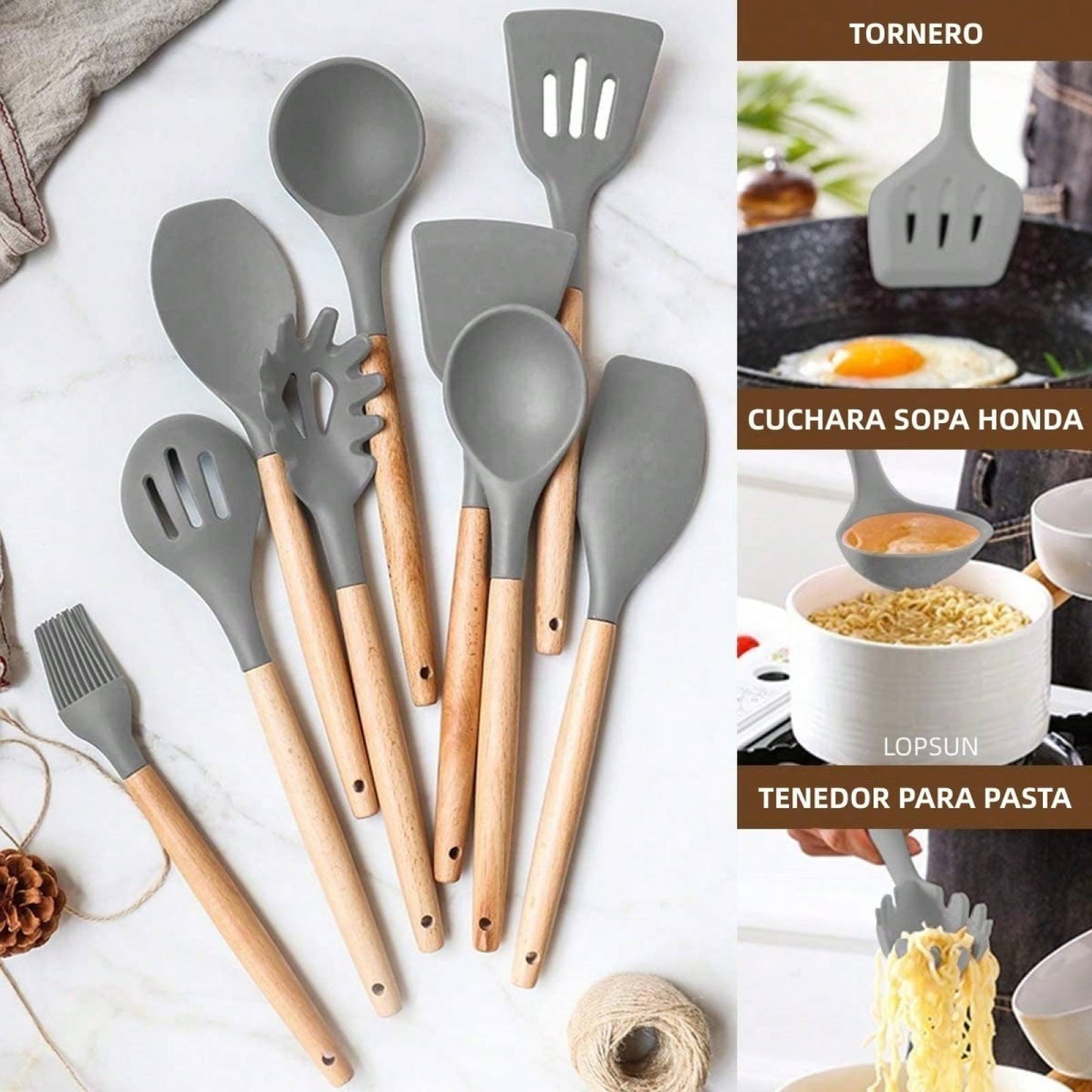 Set Utensilios de cocina en Silicona x12