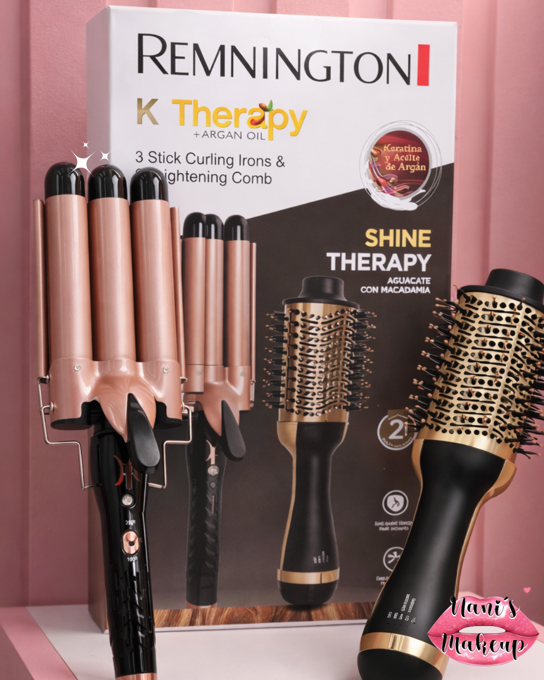 Combo Keratina Cepillo Secador + Rizadora Ondas de Sirena