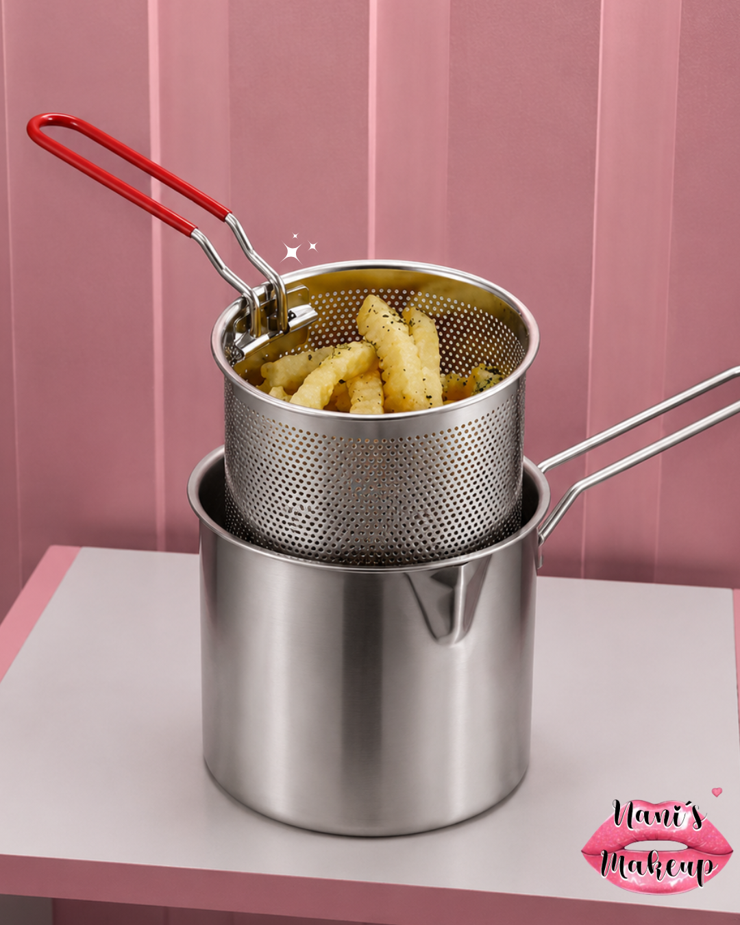 Olla Freidora de Aceite con Canasta de Acero Inoxidable