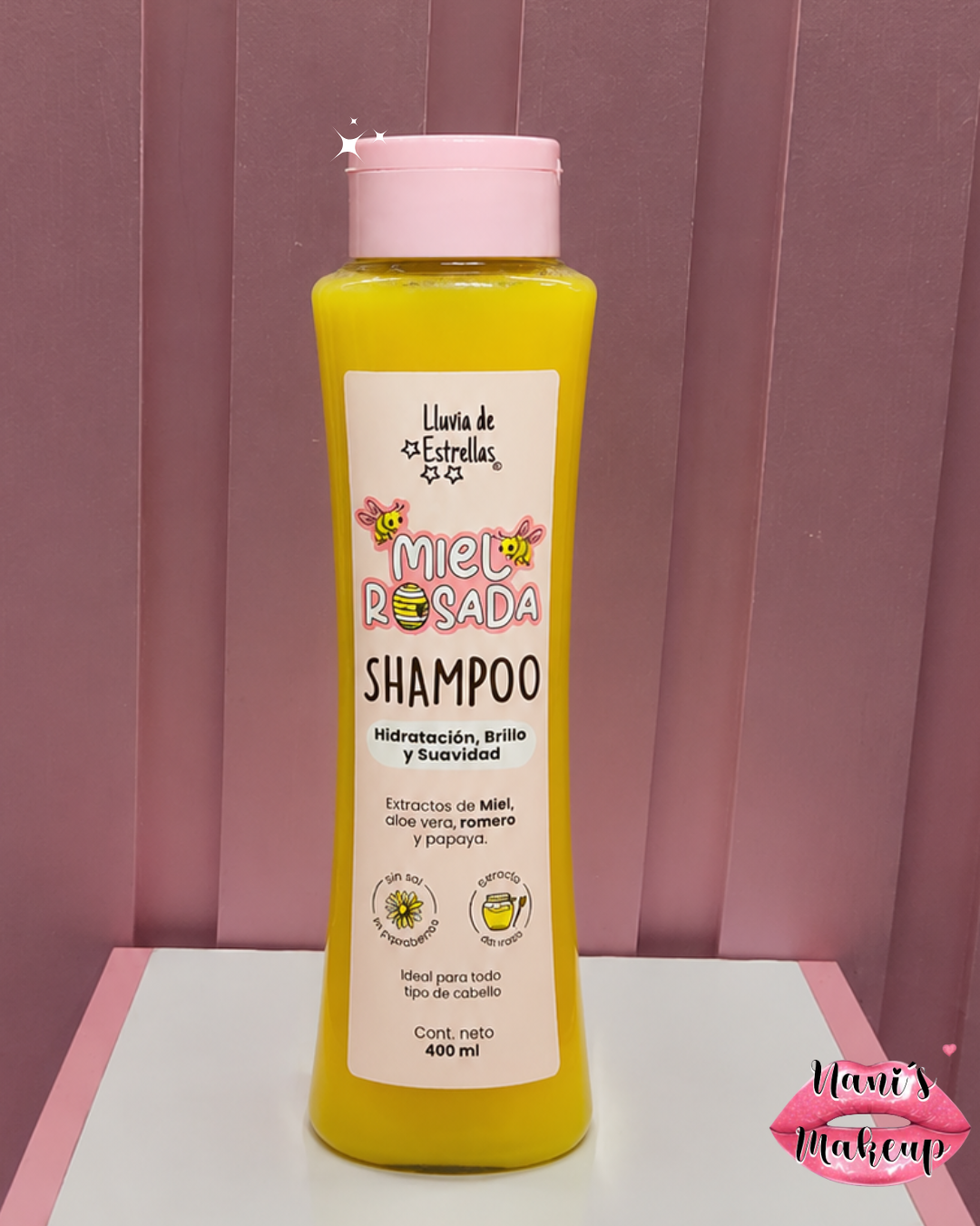 Shampoo Capilar Miel Rosado – Lluvia de Estrellas