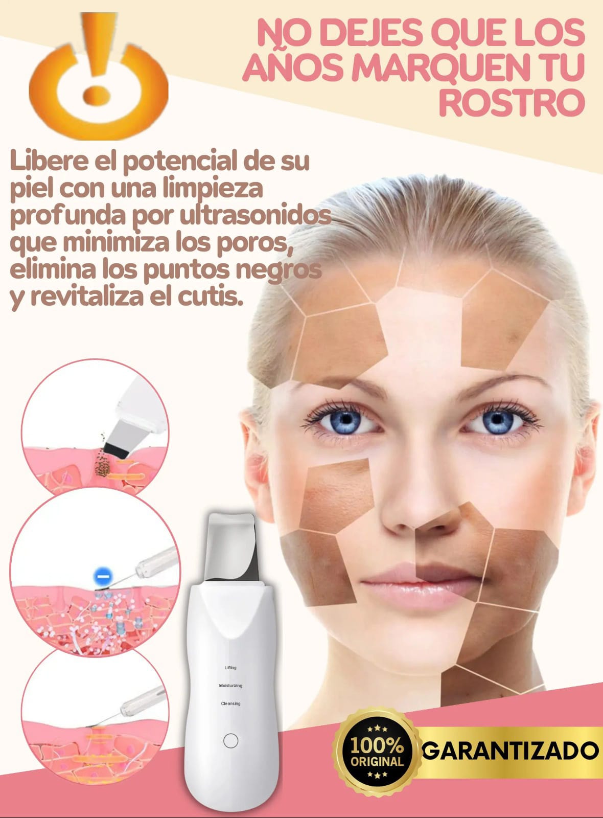 Pala Facial Ultrasónica Peeling para Extracción