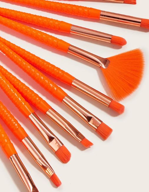 Set de brochas sirena x10 pz Naranja Neon