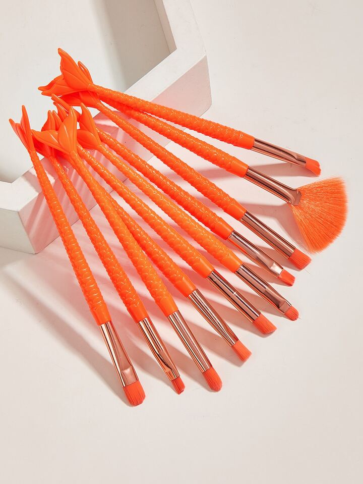 Set de brochas sirena x10 pz Naranja Neon