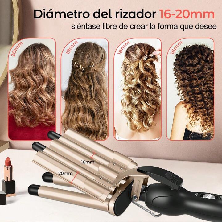 Rizador De Cabello De 5 tubos, Ondas de Sirena