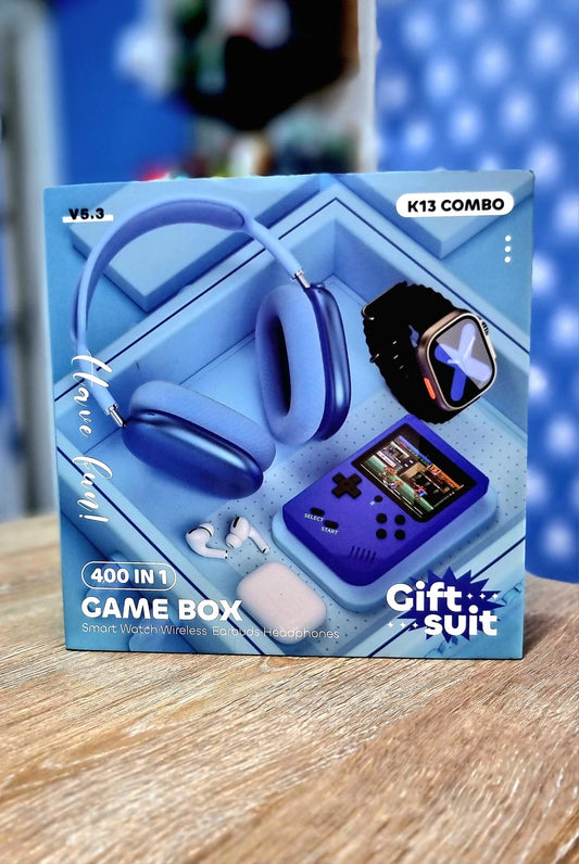 Combo K13 (SmartWatch, Air Pods Pro, Consola Game Boy Sup, Diadema Max)