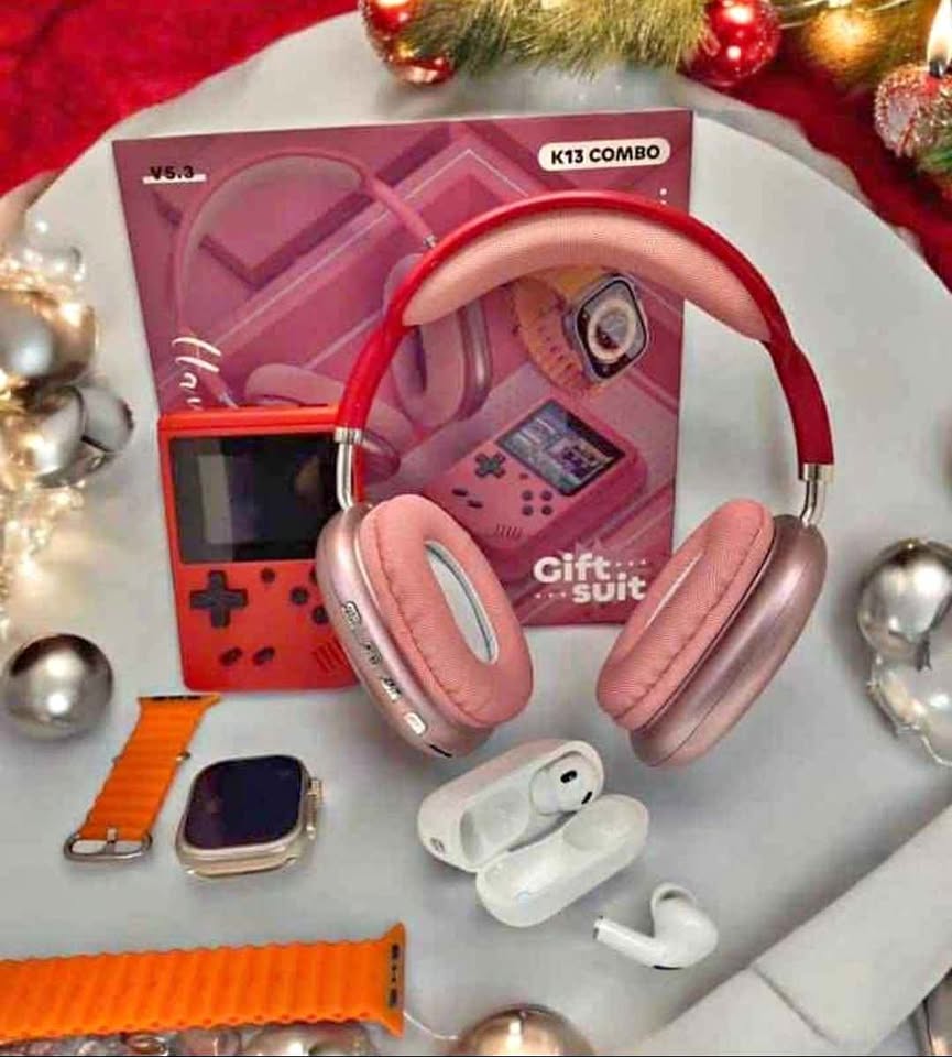 Combo K13 (SmartWatch, Air Pods Pro, Consola Game Boy Sup, Diadema Max)