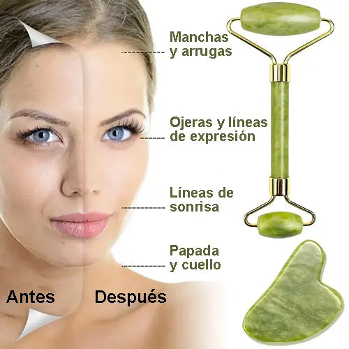Set de Rodillo + Gua Sha de Jade