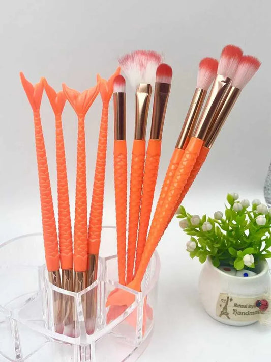 Set de brochas sirena x10 pz Naranja Neon