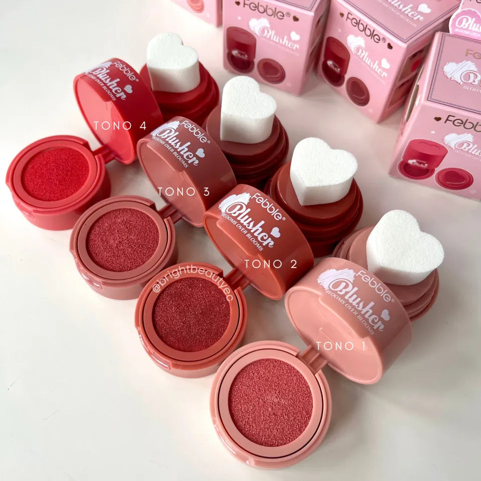 Rubor Liquido Blush Con Esponja Forma Corazon Feeble