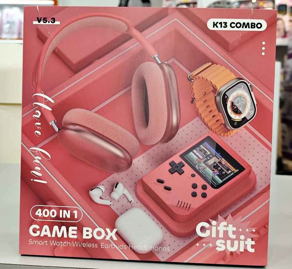 Combo K13 (SmartWatch, Air Pods Pro, Consola Game Boy Sup, Diadema Max)