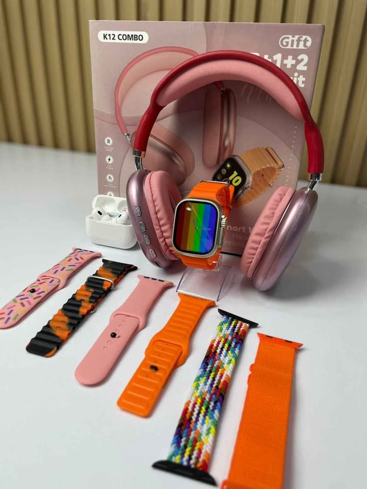 Combo K12 (Smartwatch + Diadema +Earbuds + 7 correas)