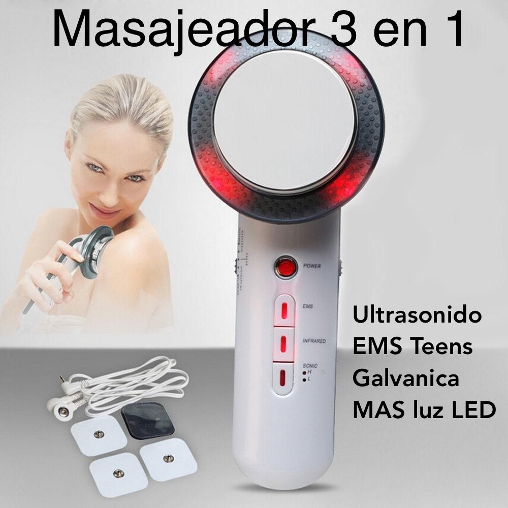 Masajeador Ultrasonido Infrarojo Galvanica Portátil 3 En 1