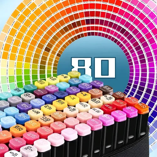 Kit de 80 Marcadores Doble Punta