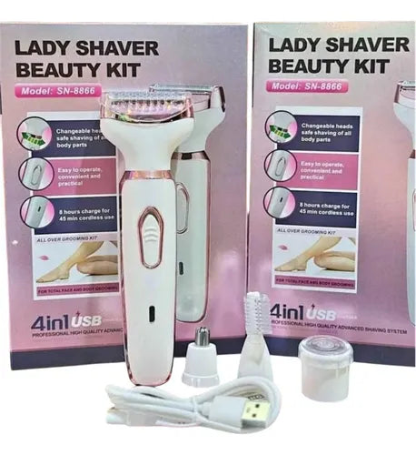 Depiladora Rasuradora 4 En 1 Lady Shaver Facial Corporal Usb