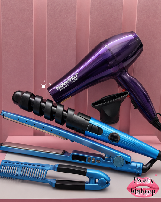 Combo Secador Nova + Plancha con Peine y Rizador Nano Titanium
