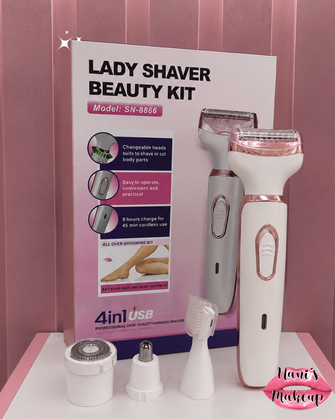 Depiladora Rasuradora 4 En 1 Lady Shaver Facial Corporal Usb