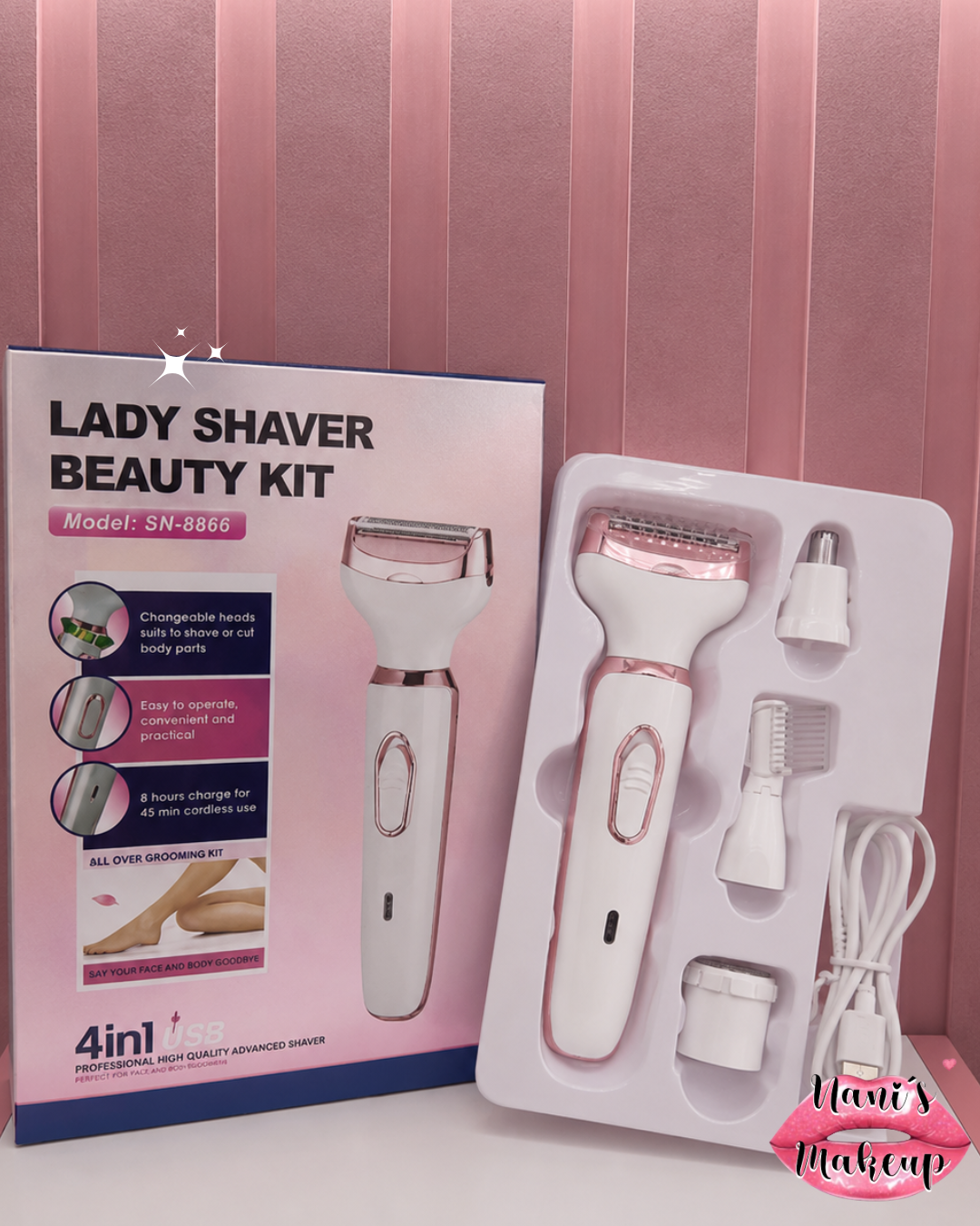 Depiladora Rasuradora 4 En 1 Lady Shaver Facial Corporal Usb