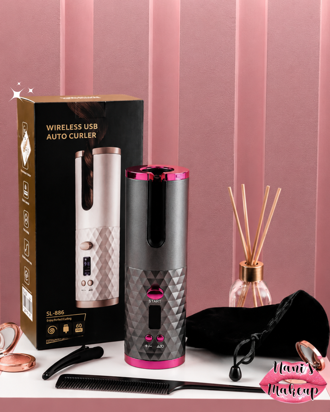 Rizador de cabello automático inalámbrico recargable LED