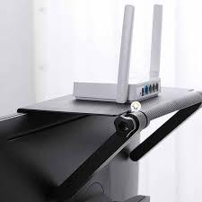 Soporte TV de Mesa con Repisa para Módem - Multifuncional y Organizador Todo en Uno
