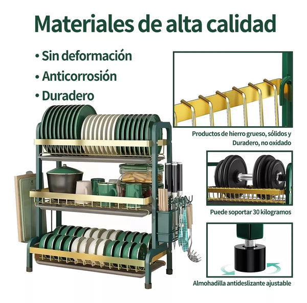 Escurridor de platos de 3 niveles