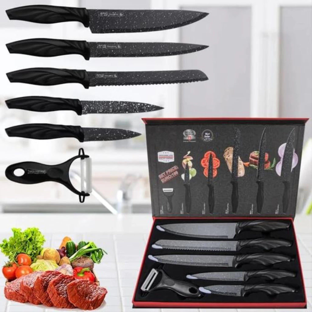 Set De Cuchillos X6 Negros