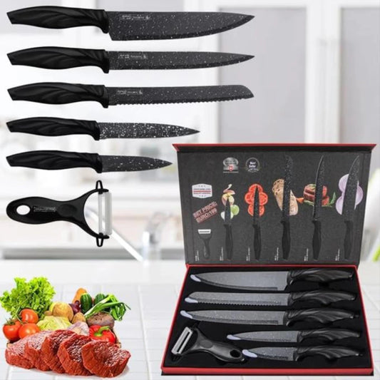 Set De Cuchillos X6 Negros