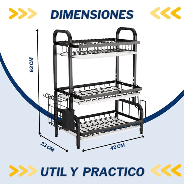 Escurridor de platos de 3 niveles