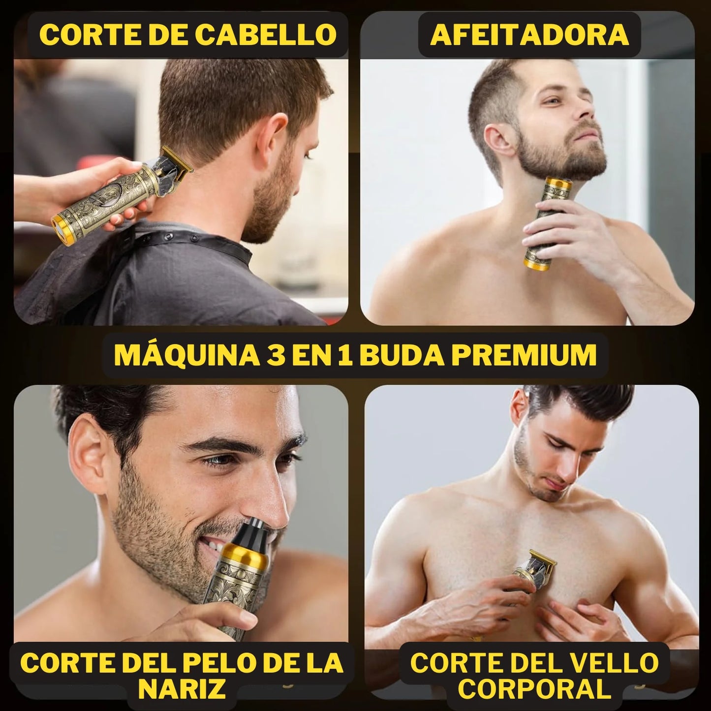 Afeitadora 3 En 1 Recargable Para Pelo, Barba Y Nariz