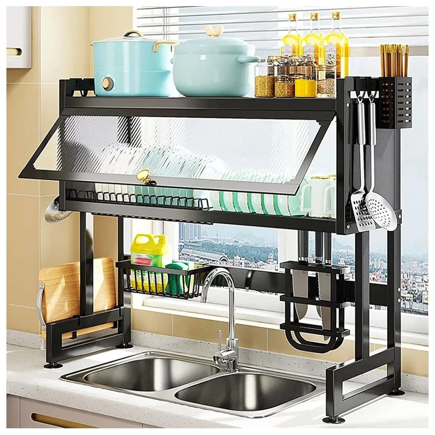 Organizador De Loza Con Tapa de Lujo 65cm